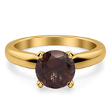  Round Natural Stone Solitaire Cathedral Ring