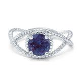 Minimalist Round Natural Stone Solitaire Ring