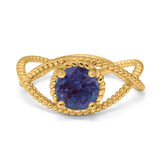 Minimalist Round Natural Stone Solitaire Ring