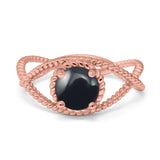 Minimalist Round Natural Stone Solitaire Ring