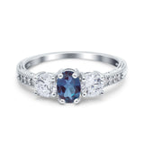 Three Stone Oval Natural Stone Trio Ring