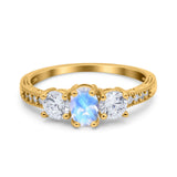Three Stone Oval Natural Stone Trio Ring