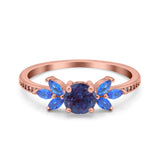 Art Deco Round Natural Stone Floral Ring