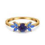 Art Deco Round Natural Stone Floral Ring
