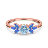 Art Deco Round Natural Stone Floral Ring