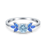 Art Deco Round Natural Stone Floral Ring