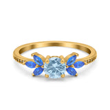 Art Deco Round Natural Stone Floral Ring