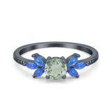 Art Deco Round Natural Stone Floral Ring