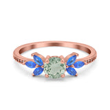 Art Deco Round Natural Stone Floral Ring