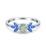Art Deco Round Natural Stone Floral Ring
