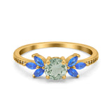Art Deco Round Natural Stone Floral Ring