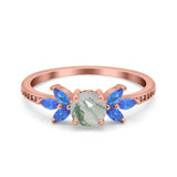 Art Deco Round Natural Stone Floral Ring