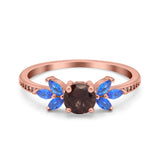 Art Deco Round Natural Stone Floral Ring