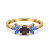 Art Deco Round Natural Stone Floral Ring