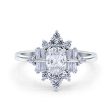 Floral Oval Natural Stone Wedding Ring