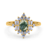 Floral Oval Natural Stone Wedding Ring