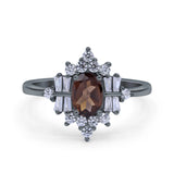 Floral Oval Natural Stone Wedding Ring