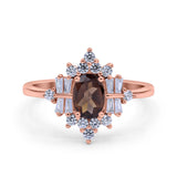Floral Oval Natural Stone Wedding Ring