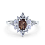 Floral Oval Natural Stone Wedding Ring