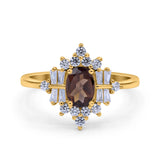 Floral Oval Natural Stone Wedding Ring