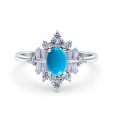 Floral Oval Natural Stone Wedding Ring