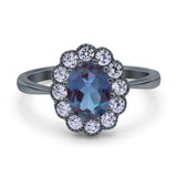 Art Deco Oval Natural Stone Flower Ring