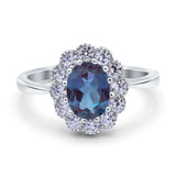 Art Deco Oval Natural Stone Flower Ring