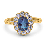 Art Deco Oval Natural Stone Flower Ring