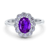 Art Deco Oval Natural Stone Flower Ring
