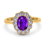Art Deco Oval Natural Stone Flower Ring