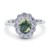 Art Deco Oval Natural Stone Flower Ring