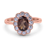 Art Deco Oval Natural Stone Flower Ring