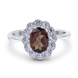 Art Deco Oval Natural Stone Flower Ring