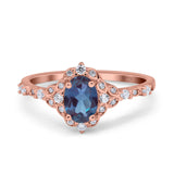 Art Deco Oval Natural Stone Halo Ring