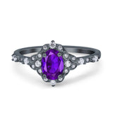 Art Deco Oval Natural Stone Halo Ring