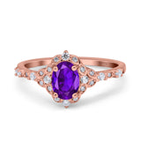 Art Deco Oval Natural Stone Halo Ring