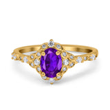 Art Deco Oval Natural Stone Halo Ring