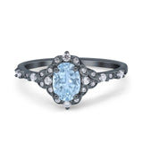 Art Deco Oval Natural Stone Halo Ring