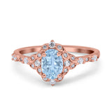 Art Deco Oval Natural Stone Halo Ring