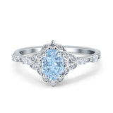 Art Deco Oval Natural Stone Halo Ring