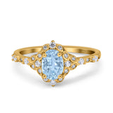 Art Deco Oval Natural Stone Halo Ring