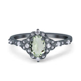 Art Deco Oval Natural Stone Halo Ring