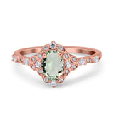 Art Deco Oval Natural Stone Halo Ring