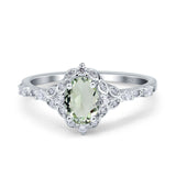 Art Deco Oval Natural Stone Halo Ring