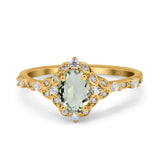 Art Deco Oval Natural Stone Halo Ring