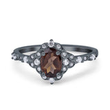 Art Deco Oval Natural Stone Halo Ring