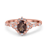 Art Deco Oval Natural Stone Halo Ring