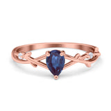 Floral Pear Teardrop Natural Stone Wedding Ring