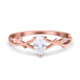 Floral Pear Teardrop Natural Stone Wedding Ring
