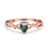Floral Pear Teardrop Natural Stone Wedding Ring
